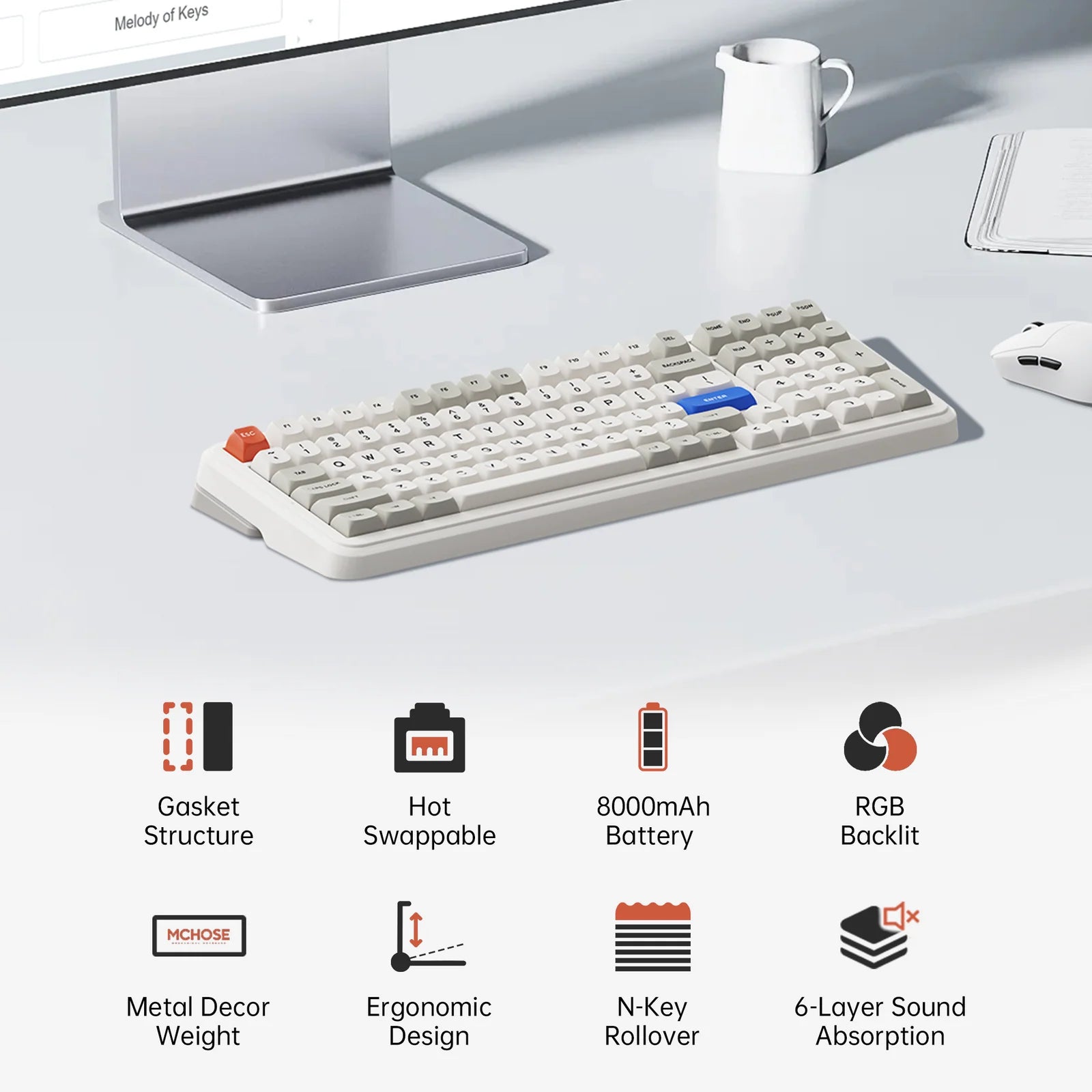 MCHOSE K99 V2 98% Hot-Swap Wireless Mechanical Keyboard